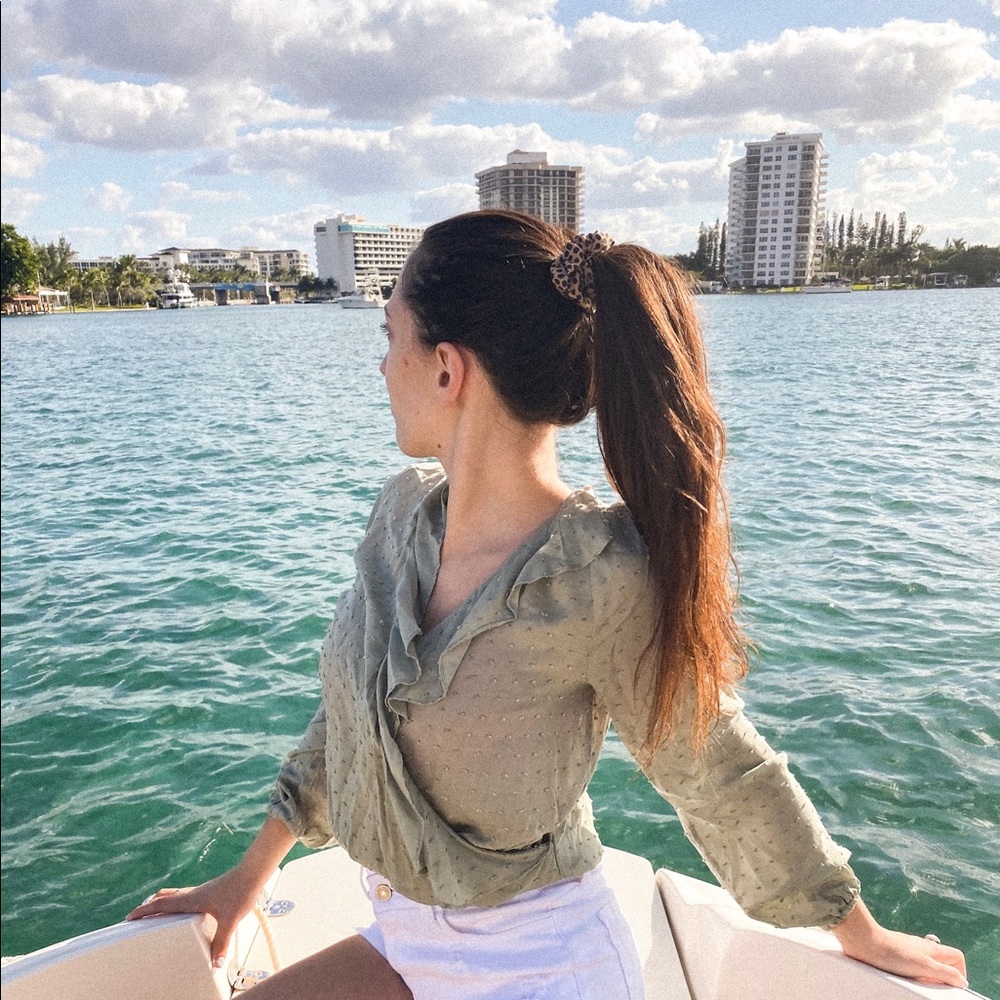 Sage Green Ruffled Blouse - Picture 2 of 2